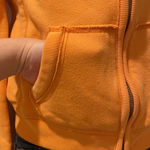Abercrombie & Fitch Orange Peach Thick Hoodie with sewn on brand name in white S - Picture 3 of 16